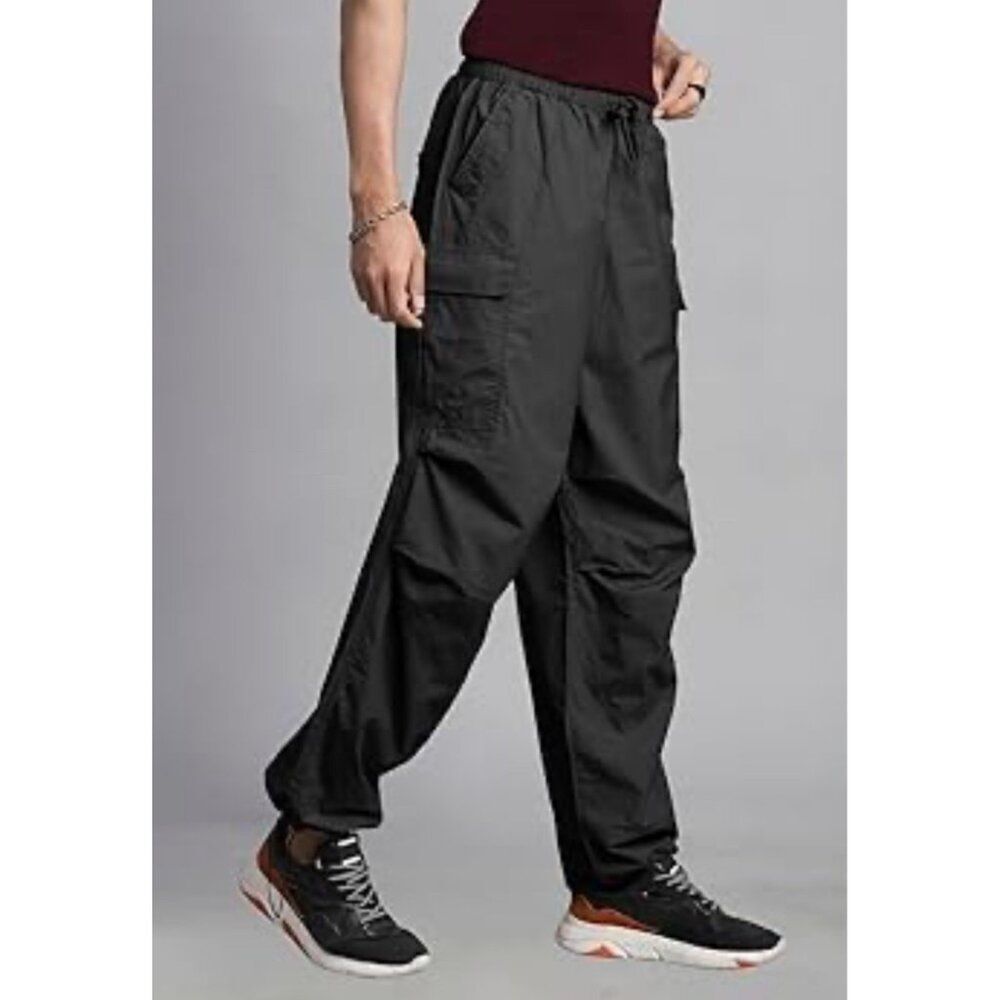 Iron Co Unisex Black Nylon Parachute Pants Size M (32-34)